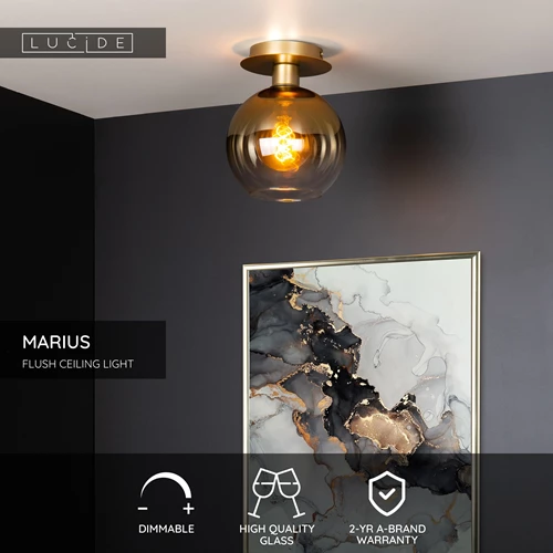 Lucide MARIUS - Flush ceiling light - 1xE27 - Matt Gold / Brass - USP